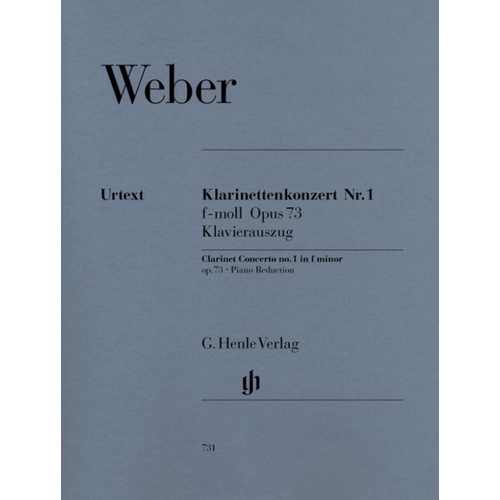 Weber Concerto No. 1 Op. 73 F Minor Clarinet/Piano Urtext Edition