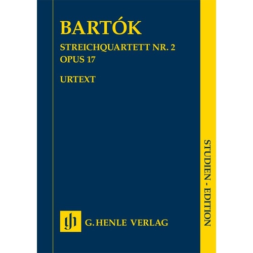 Bartok - String Quartet No. 2 Op. 17 Study Score, Cello & Viola, Urtext Edition, G. Henle Verlag, 54 Pages