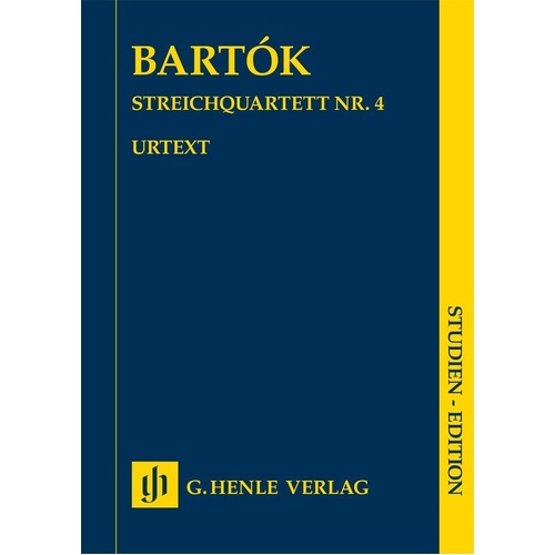 Bartok String Quartet No. 4 Study Score Urtext by G. Henle Verlag - 70 Pages for Cello and Viola