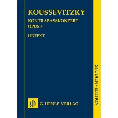 Koussevitzky Double Bass Concerto Op. 3 Study Score by G. Henle Verlag