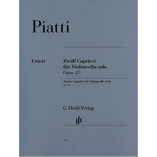 Piatti - 12 Caprices Op. 25 for Cello Solo Urtext Edition