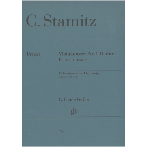 Stamitz - Concerto No. 1 in D Major for Viola and Piano, Urtext Edition, G. Henle Verlag, 60 Pages