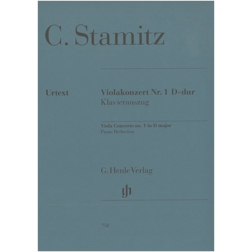 Stamitz - Concerto No. 1 D Major for Viola and Piano, Urtext Edition, G. Henle Verlag, 60 Pages