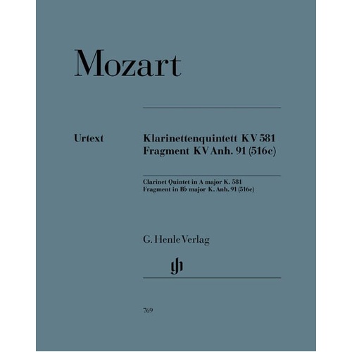 Mozart Quintet K581 A Major for Clarinet and Strings Parts