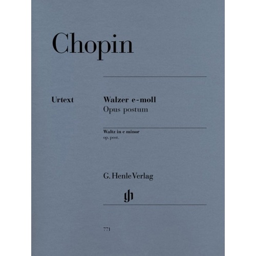 Chopin Waltz E Minor Op. Posth for Piano - Edited by Ewald Zimmermann, 6 Pages, G. Henle Verlag