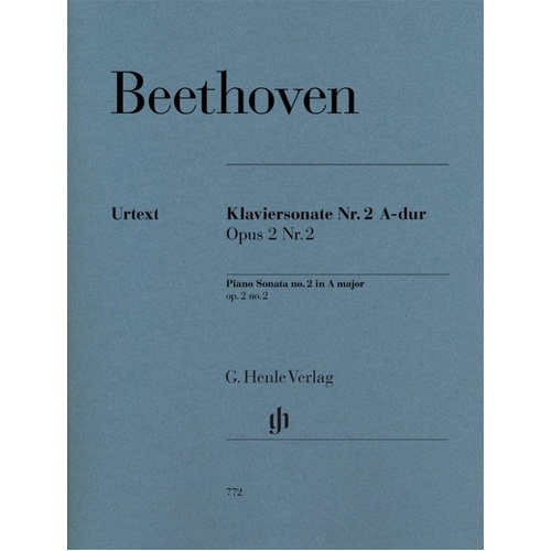 Beethoven - Piano Sonata No. 2 in A Major Op. 2 No. 2 Urtext for Piano Solo by G. Henle Verlag, 35 Pages