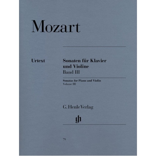 Mozart Violin Sonatas Vol 3 Nos 13-17 Urtext Edition K.454 K.481 K.526 K.547 K.570