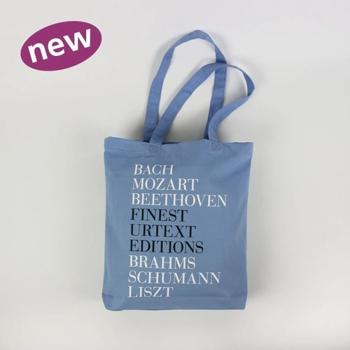 Henle Canvas Bag - Light Blue Panama Fabric, Non-Slip, Durable, Printed Composers Names, Gusset, Medium-Length Handles, Zip Pocket, 34x37x5 cm