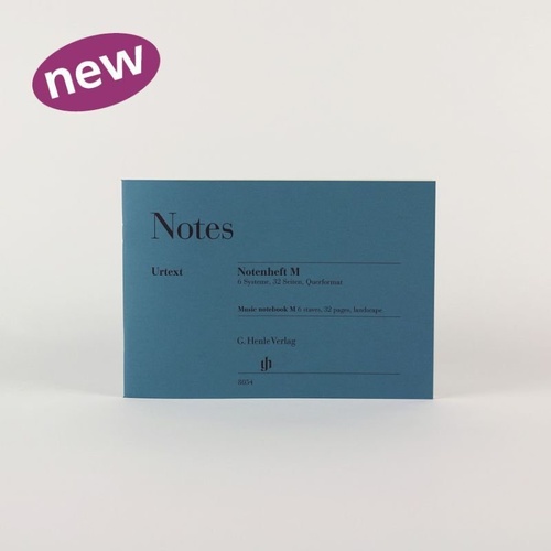Henle Music Notebook M, A5 Landscape, 32 Pages, 6 Staves, Blue Cover, Musical Basics Overview