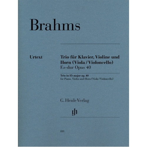 Brahms Horn Trio in E Flat Major Op. 40 for Piano, Violin, and Horn - G. Henle Verlag Edition