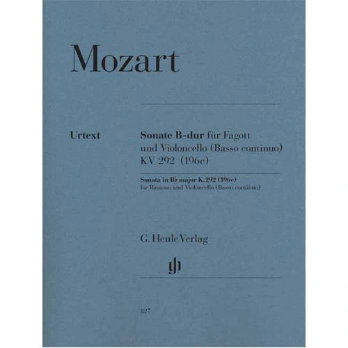 Sonata in B Flat Major K 292 for Bassoon and Cello by Mozart, G. Henle Verlag, 44 Pages