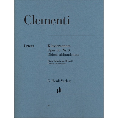 Sonata Op 50 No 3 in G Minor Didone Abbandonata by Muzio Clementi, Piano Solo, 31 Pages, Published by G. Henle Verlag