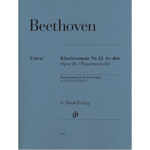 Beethoven Piano Sonata No. 12 Op. 26 A Flat Urtext Edition