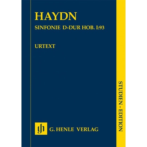 Haydn Symphony D Major Hob I:93 Study Score by G. Henle Verlag, 58 Pages, Orchestra Instrument