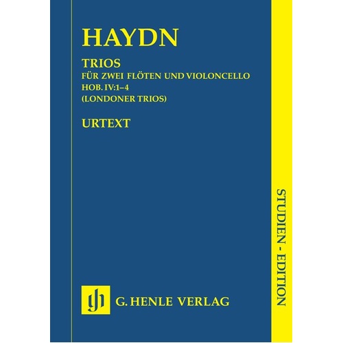 London Trios Hob IV:1-4 for 2 Flutes and Violoncello Study Score by Joseph Haydn