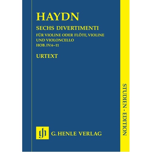 Divertimenti 6 Hob 4 No 6-11 2Vln Vc (Fl Vln Vc) Study Score by Joseph Haydn, G. Henle Verlag, 55 Pages