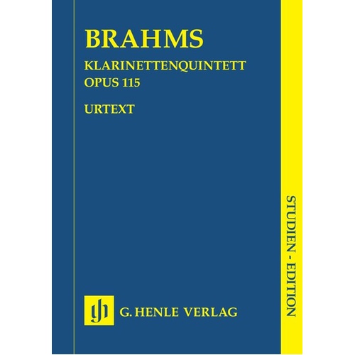 Brahms Clarinet Quintet Op. 115 Study Score by G. Henle Verlag