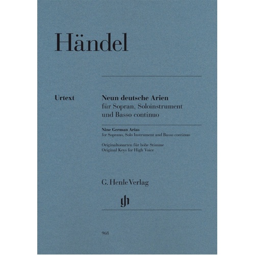 9 German Arias Soprano/Instr/Basso Continuo (Softcover Book)