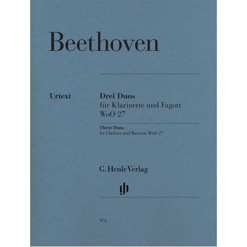 Beethoven Three Duos for Clarinet and Bassoon WoO 27 Henle HN974
