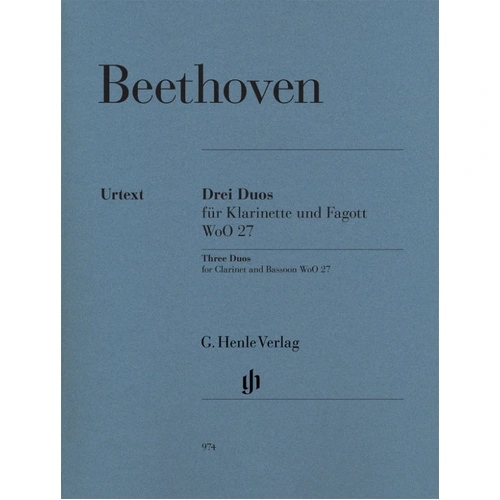 Beethoven Three Duos for Clarinet and Bassoon WoO 27 - Henle HN974