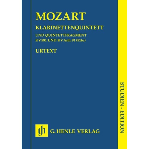 Quintet K581 A Clarinet And Strings Study Score Book