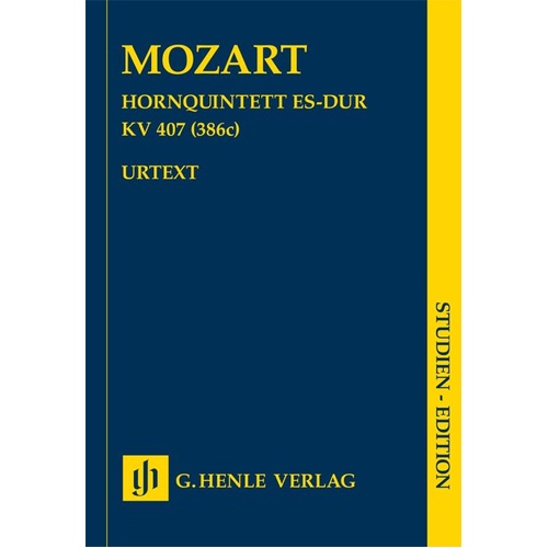 Horn Quintet K 407 E Flat Study Score by Mozart - G. Henle Verlag