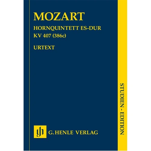 Horn Quintet K 407 E Flat Major Study Score by Mozart