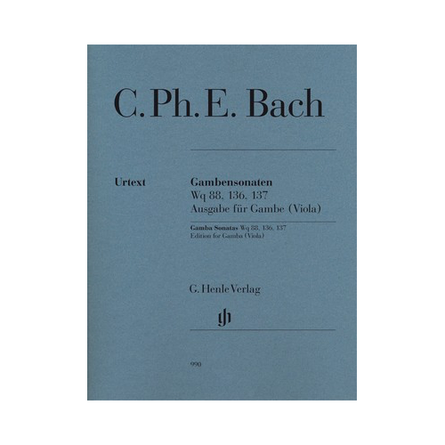 Gamba Sonatas WQ 88, 136, 137 Edition for Viola and Piano