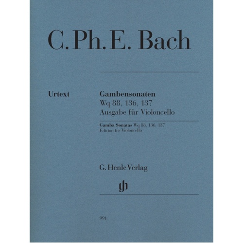 Gamba Sonatas Wq 88 136 137 Cello Urtext (Softcover Book)