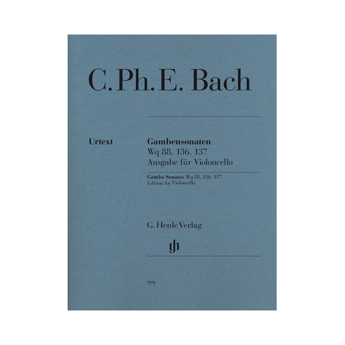Gamba Sonatas WQ 88, 136, 137 Edition for Cello and Piano