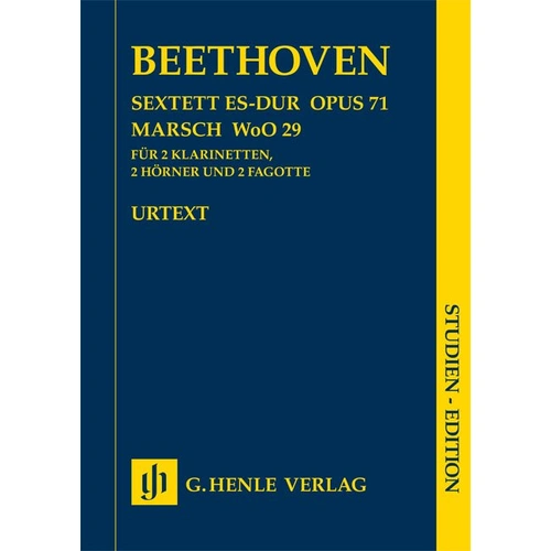 Sextet Op. 71 E Flat and March WoO 29 Study Score by Beethoven