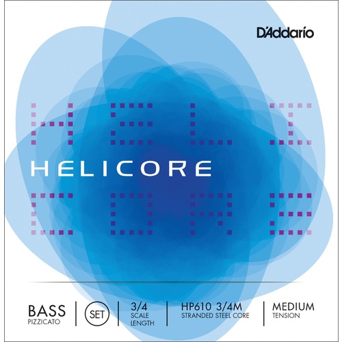 D'Addario Helicore Pizzicato Bass String Set, 3/4 Scale, Medium Tension