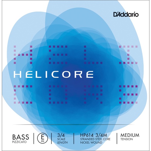 D'Addario Helicore Pizzicato Bass Single E String, 3/4 Scale, Medium Tension