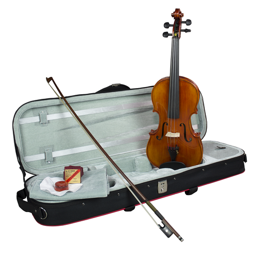 Hidersine Piacenza 4/4 Violin Outfit with Case, Bow, Rosin, Ebony Fingerboard, Solid Spruce Top, Flamed Maple Back and Ribs