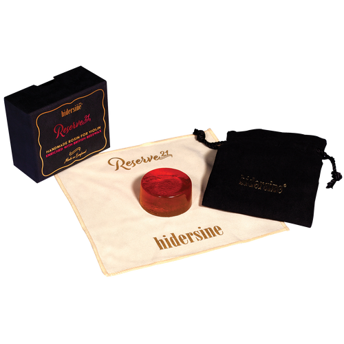Hidersine Reserve21 Violin Rosin 30g - Medium Hard, Artisanal, Low Dust, High Grip, Includes Drawstring Bag and Microfibre Cloth