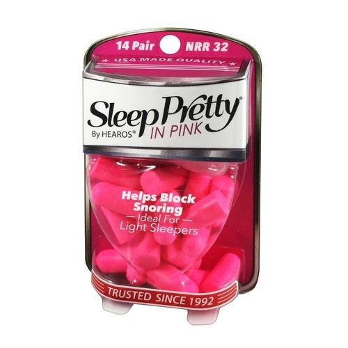 HEAROS Sleep Pretty In Pink Women's Ear Plugs, 14 Pairs Soft HO5200
