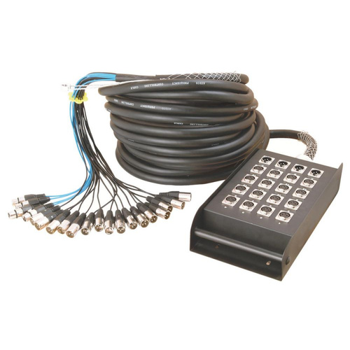 On Stage In-Line Audio Series Stage Snake Box 16x4, 100ft with Locking XLR Connectors and Protective Nylon Bag