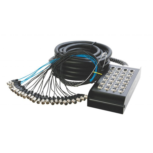 On Stage 100ft 20x4 Stage Snake Box with XLR Inputs and Returns, Heavy-Duty Metal Chassis, Includes Nylon Bag