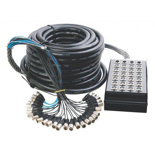On Stage In-Line Audio Series 24 x 4 Stage Snake Box - 50ft with XLR Inputs and Outputs, Metal Chassis, Carrying Handle, Nylon Bag