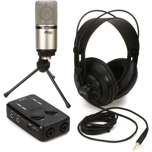 IK Multimedia iRig Pro Duo Studio Suite Bundle with  XLR Mic, Headphones & Software