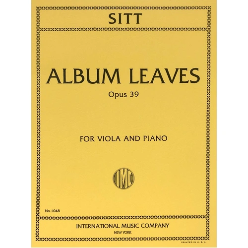 Sitt - Album Leaves Op. 39 for Viola and Piano, Score and Part, International Music Company