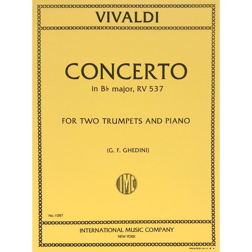 Concerto in Bb Major RV 537 for Trumpet by Vivaldi, Edited by Ghedini, Score and Parts