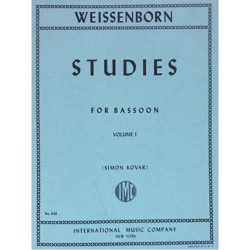 Studies for Beginners, Op. 8 Book I for Bassoon by Julius Weissenborn, Edited by Simon Kovar, International Music Company