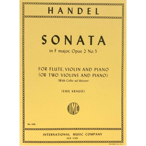 Handel - Sonata F Major Op 2 No 5 for Flute, Violin and Piano Score and Parts