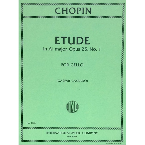 Etude in A Major, Op. 25 No. 1 for Cello by Frederic Chopin, edited by Gaspar Cassado