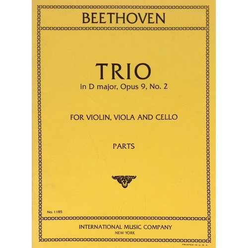 Beethoven - Trio in D Major Op. 9 No. 2 for Violin, Viola, Cello