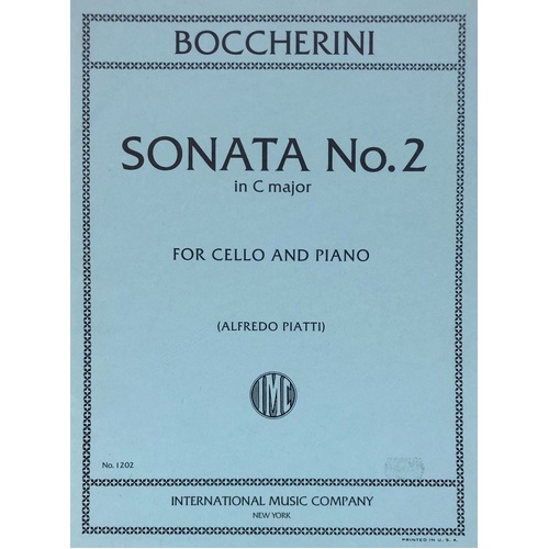 Boccherini - Sonata No. 2 in C Major for Cello and Piano, Edited by Alfredo Carlo Piatti, International Music Company, 1 Page