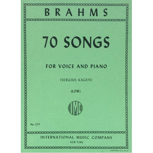Songs 70 Low Voice Ger/Eng by Johannes Brahms - International Music Company
