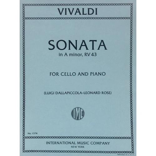 Vivaldi Sonata No. 3 in A Minor RV 43 for Cello and Piano - Score and Part