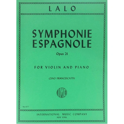 LALO - Symphonie Espagnole Op. 21 for Violin and Piano, Edited by Zino Francescatti, Score and Part